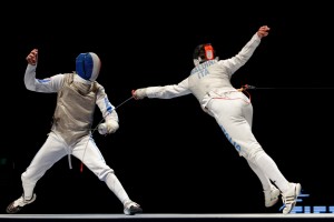 Going all in, a fleche attack in fencing