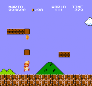 Mario collecting a coin in super mario bros 1