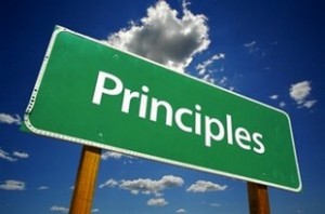 A street sign that says "Principles"